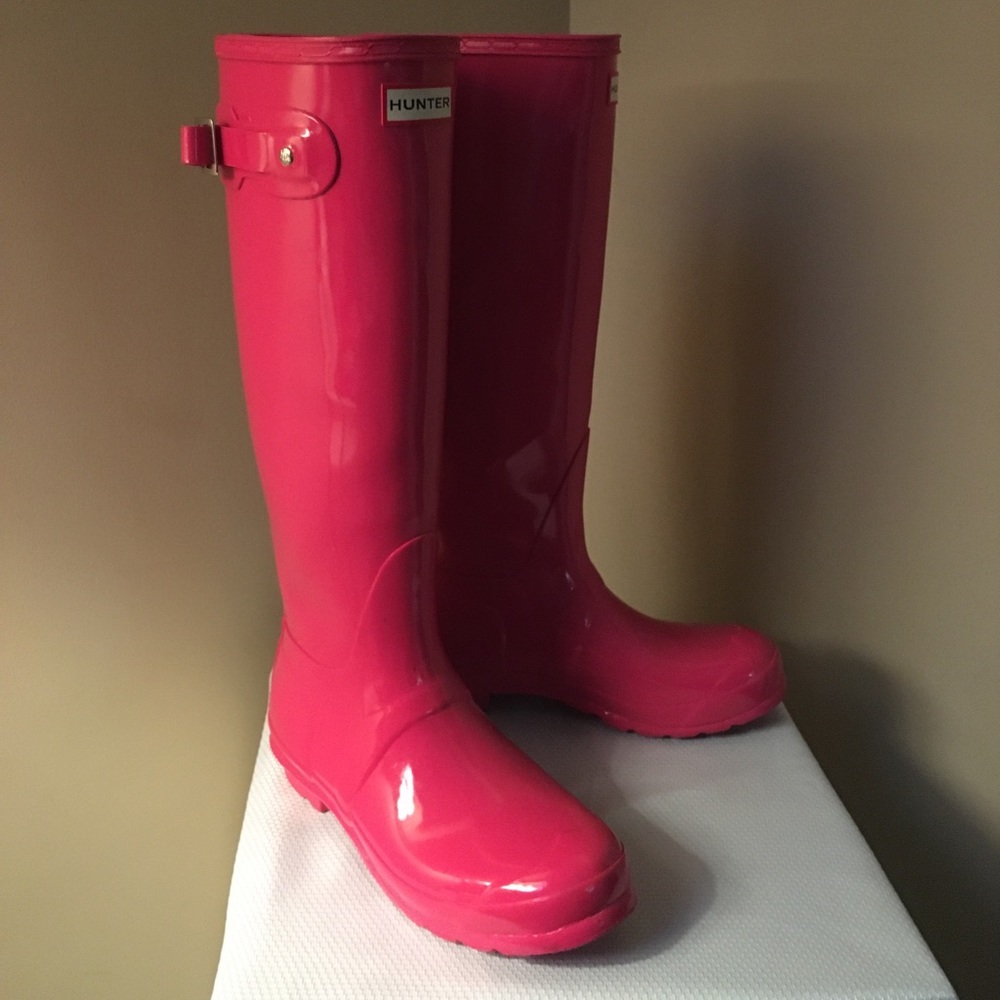 Hunter Pink Tall Rain boots size 8